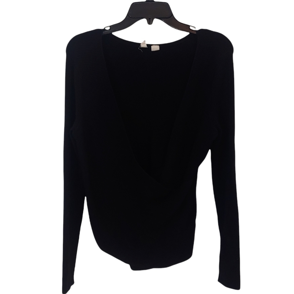 💜 Moth anthropologie Faux Wrap Ribbed Black sweater